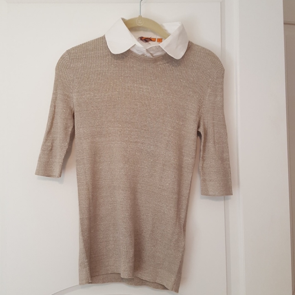 Tory Burch Khaki sweater with White collar